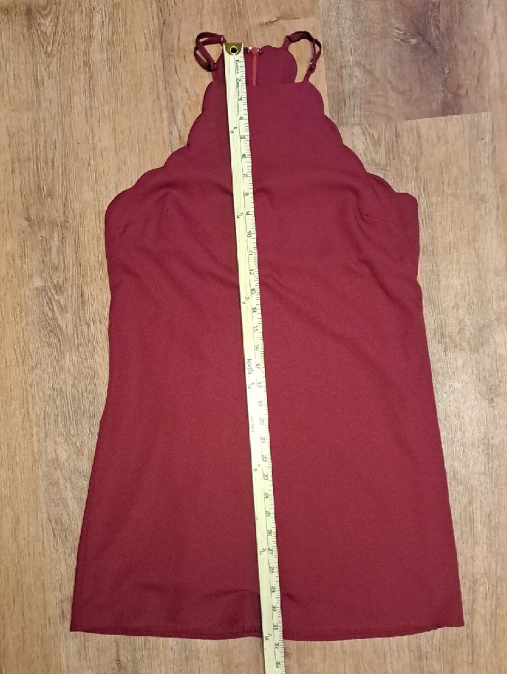 Lulu's Sleeveless Wine-Colored Scalloped Top Mini Dress Size M - Picture 6 of 9